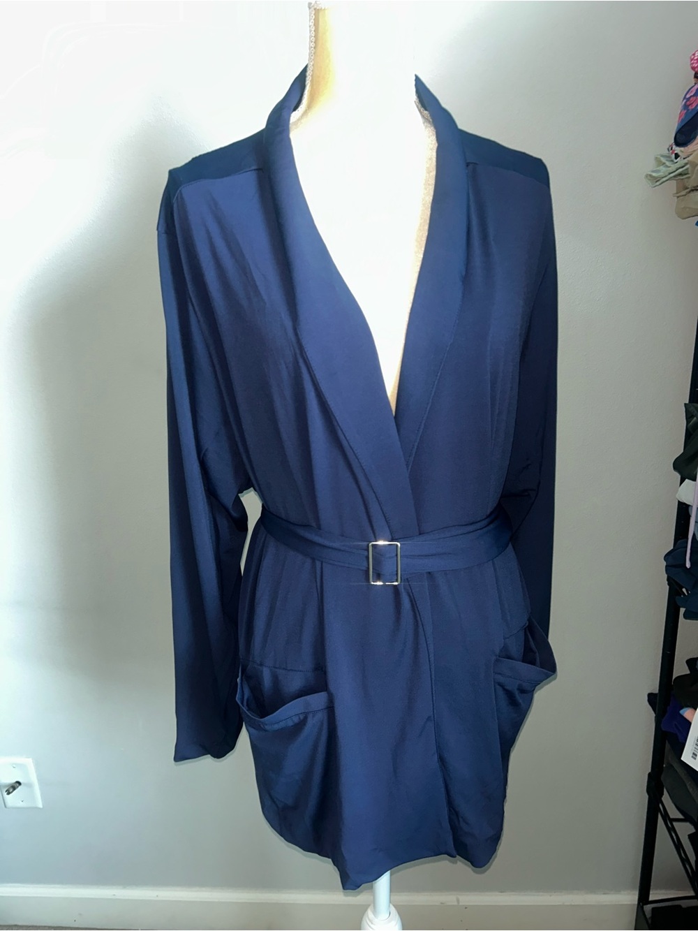 NWT Jessica London Navy Open-Front Belted Jacket Sz 1X